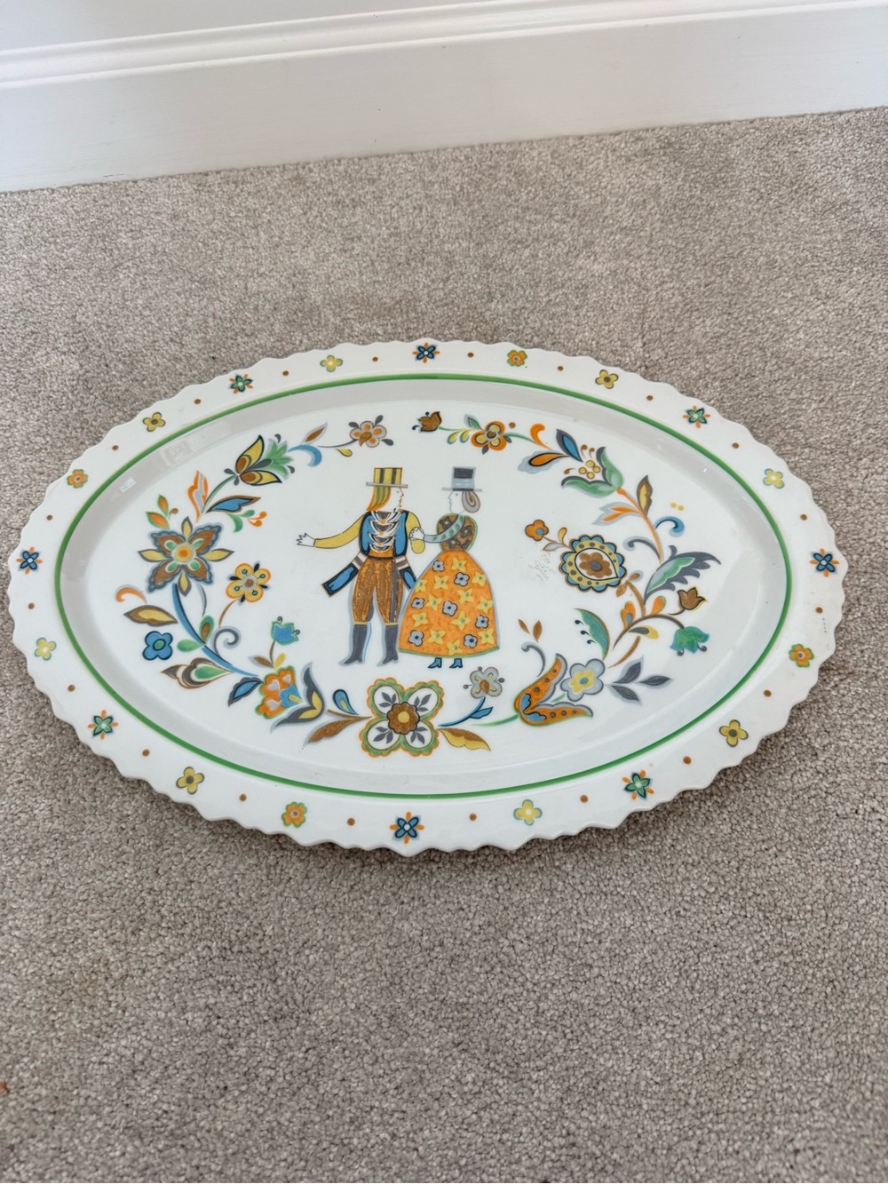 Sango One World "Amish Country" oval serving platter made in Japan